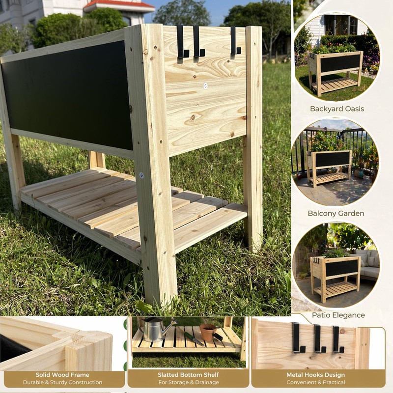 Wooden Elevated Kids Planter Box,Children Gardening Raised Bed
