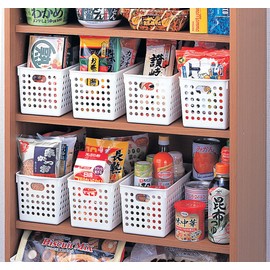 Inomata Chemical Storage Baskets, Stock Baskets, Slim, White, Set of 5