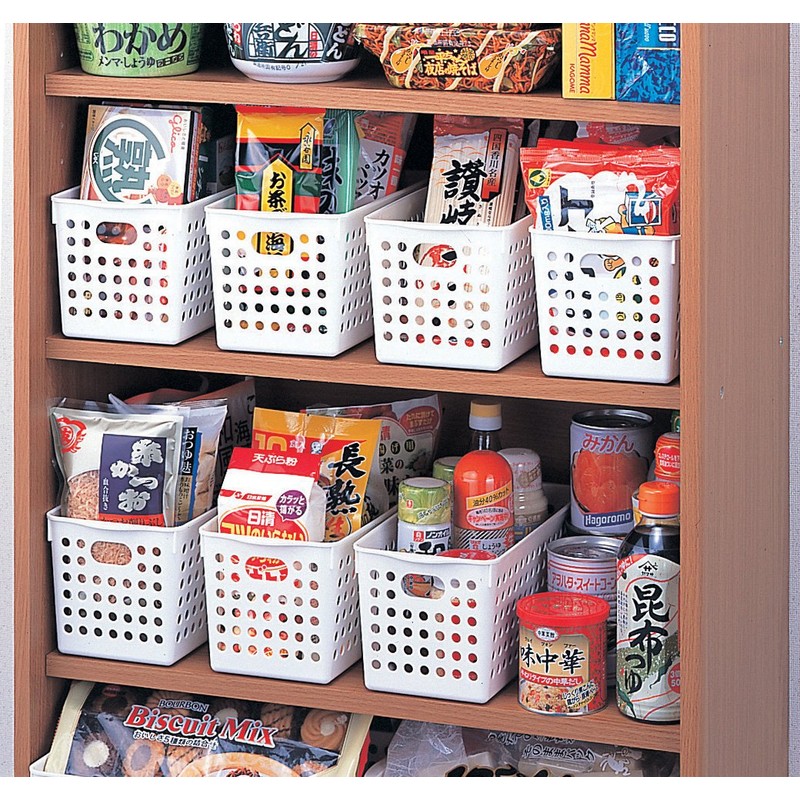 Inomata Chemical Storage Baskets, Stock Baskets, Slim, White, Set of