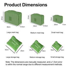 Garegce 6pcs Packing Cubes for Suitcase & Backpack, Travel Luggage Packing Organizers Travel Essentials Packing Cubes Bag, Clothes Shoes Cosmetics Storage Bags- Green