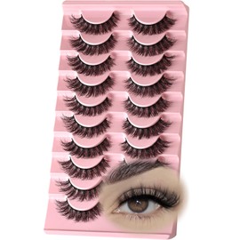 FARRED Pestañas Naturales, Pestañas Cortas, Tiras De Pestañas Postizas De Visón Tenues, 10 Pares, Aspecto Natural, Pestañas Postizas Pequeñas, Pestañas Postizas, Conjuntos Completos Para
