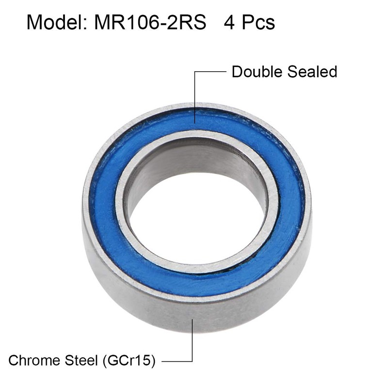 uxcell MR106-2RS Deep Groove Ball Bearings 6mm Inner Dia 10mm