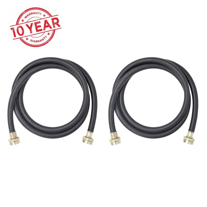 6FT Washing Machine Hoses Black Rubber Hot and Cold Water