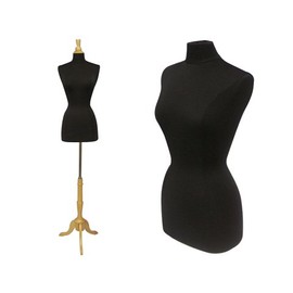 (Jf-f6/8BK+BS-01NX+CAP-F42NRX) Display Female Body Form Black jersey form with wooden base, also available in black base/top, solid foam.