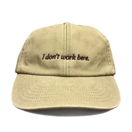 Vivian Flytrap Unisex I Don't Work Here Washed Embroidered Dad Baseball Cap, Washed Beige
