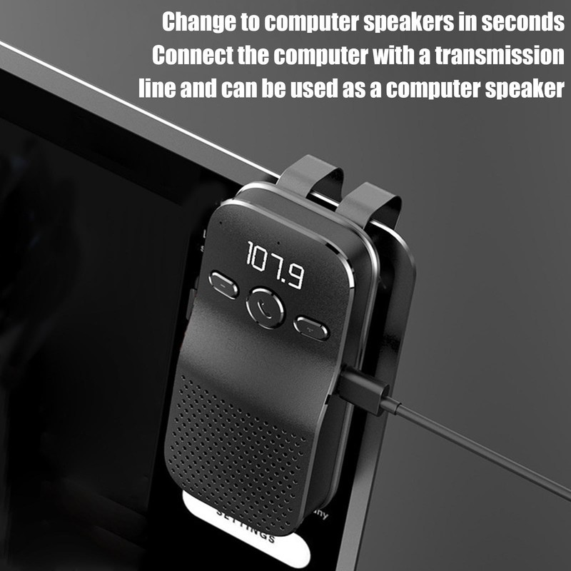 Wireless Car Speakerphone,Handsfree Talking Car Speaker with Clip | Multifunctional