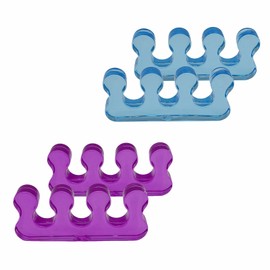 YUESUO Gel Toe Separator for Nail Painting, Pedicure, Foot Correction, Comfortable Thick Elastic Toenail Separator for Both Men and Women—2 Pairs of Spacers (Purple+Blue)