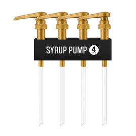 Syrup Pump for Coffee Syrup Bottles – 4-Pack Dispenser Pumps Fits 750ml / 25.4 oz Flavoring Syrup Bottles – Compatible with Torani & More – Gold Coffee Syrup Dispenser Pump for Home & Cafe Use.