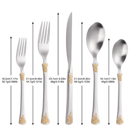 Mafier Luxury 20 Pieces 18/10 Stainless Steel Flatware set, Service for 4, Silver Plated with Gold Accents, Matte Stain Silverware set(Gold Accent)