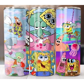 20oz Spongebob And Friends 20oz Tumbler Insulated Stainless Travel Mug Cup Straw Lid
