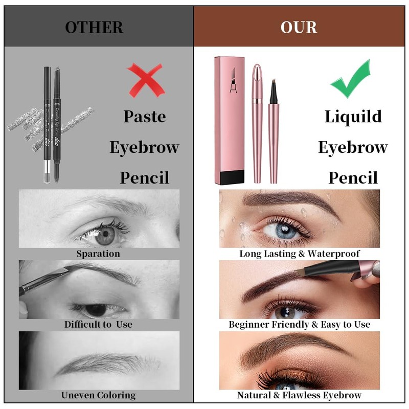 Eyebrow Pencil with 4 Tips Micro Head, Eyebrow Pencil Micro