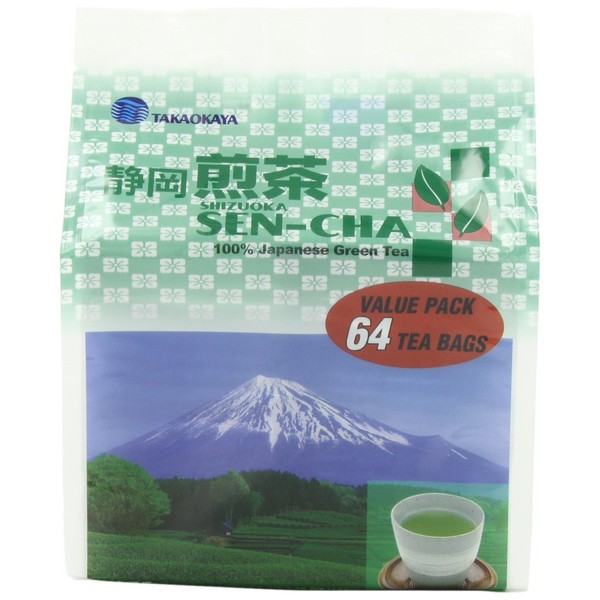Takaokaya Tea T Green Sencha, TeaBags, 64-Count Units (Pack of 4)