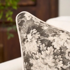 FANAMI Vintage Floral Throw Pillow Covers 18x18 Set of 2 Boho Farmhouse Accent Pillowcase Neutral Modern Chenille Square Decorative Cushion Covers for Couch Sofa Bed Living Room Home Decor, Grey