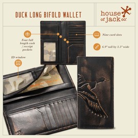House of Jack Co. Duck Long Bifold Wallet for Men and Outdoorsmen, Rodeo Wallet, Full Grain Cowhide Leather Wallet, Black