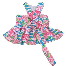 Dog Dress Bow Tie Harness Leash Set Harness Dress for Small Dogs Cute Dog Pet Girl Puppy Summer Clothes for Female Bunny Clothes Yorkie Chihuahua Training Walking (Large, VanityFur)