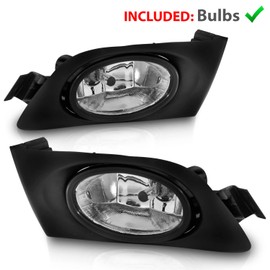 AmeriLite for 2001-2003 Honda Civic 2Dr/4-Door Clear Halogen Replacement Bumper Fog Light Assembly Pair - Passenger and Driver Side