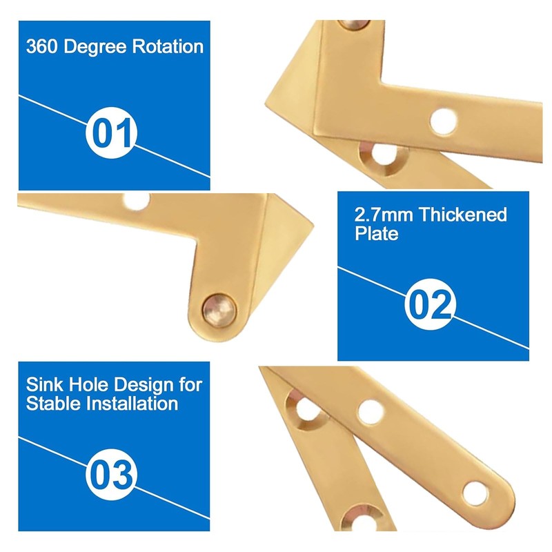 INCREWAY Rotatable Door Hinges, 4Pcs 360 Degree Adjustable Pivot Hinge
