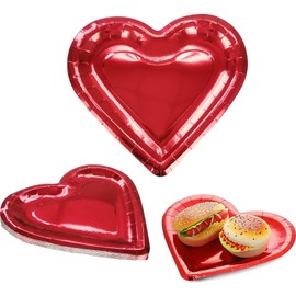 mdgfge Red Heart Shaped Dessert Plates Disposable Valentine's Day Paper Plates Decorations Party Plates Supplies for Wedding Love Anniversary Graduation Holiday Birthday Party (9inch,20 Pcs)