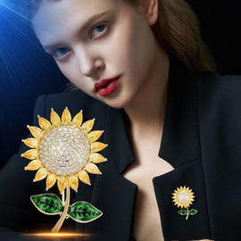 Sunflower Brooch Pin Gold-Plated Sunflower Enamel Brooch Lapel Pins Sunflower Jewelry for Women