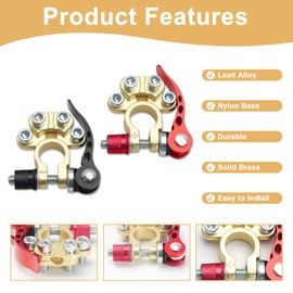 Kodilin Car Battery Terminal Connectors, 2 Pairs 4 Way Quick Release Disconnect Car Battery Terminal for SAE/JIS Type A Posts, Compatible With Cars, Vans, Trucks(Black, Red)