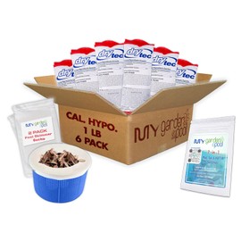 Drytec Calcium Hypochlorite Pool Shock 1 lb. 68% Bag, Complete Pool Care Kit with My Garden Pool Skimmer Sock and 7-in-1 Test Strips, 60 ct. – Powerful Chlorine Shock for Clear Swimming Water (6)