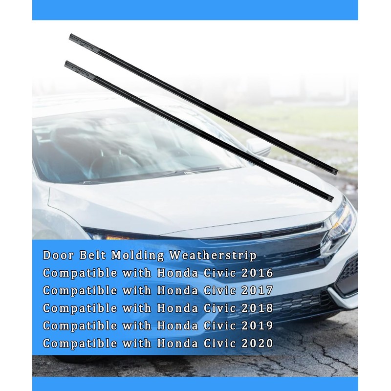 LH and RH Car Outer Door Window Moulding Trim Weatherstrip