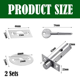 2 Pack Door Bolts Door Bolts for Internal Doors Rack Bolt and Windows Door Lock with Key Door Security Rack Bolt Durable Waterproof Door Mortice Security Rack Bolt