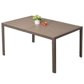 Homall Outdoor Table 59" x 35" Dining Table Set for 6 Wood Texture Patio Table for Deck, Garden, Backyard