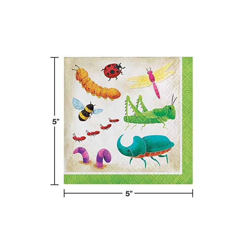 Creative Converting Bugs Party Printed Beverage Napkins - 16pcs