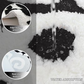 YOOCHUENG Bath Mat, Fun Bath Mat, Non-Slip, Washable, Creativity, Funny Carpet, Medium Pile Rug for Bedroom, Shower Mat, Quick-Drying, Bath Mat, Black