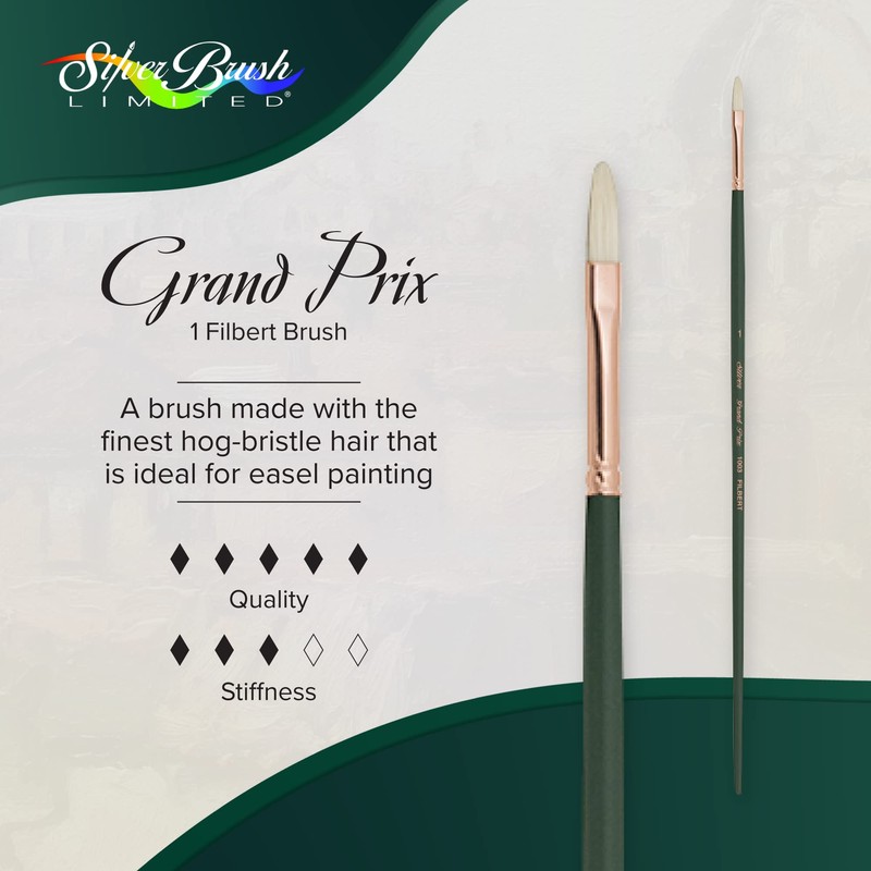 Silver Brush Limited Grand Prix Filbert Oil Paintbrush, Size 1