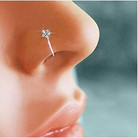 Wenbin Small Flower Crystal Nose Hoop Shiny Crystal Nose Ring Small Thin Flower Transparent Crystal Nose Ring Stud Hoop Jewelry Accessories
