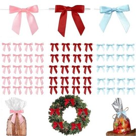 Mini Twist Tie Bows, Gift Wrap Ribbon Bows for Wedding, Party, Bridal Shower, Teacher’s Day, Treat Bags, Present Wrapping, and Craft Decorations(60pcs)