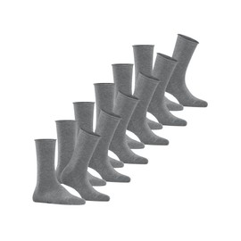 FALKE Women's Happy 6-pack socks, breathable cotton reinforced women's socks with pressure-free roll waistband, an all-rounder for business and everyday use, multipack, 6 pairs, Grey Light Grey