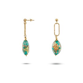 Venetiaurum - Lange Ohrringe mit Anhängern aus Original Muranoglas und 925er Silber - Schmuck “Made in Italy” zertifiziert