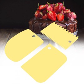 3pcs Baking Bench Dough Scraper, Straight Curved and Jagged Edges Bowl Scrapers for Kitchen, Best Baking Lovers' Gift (Yellow)