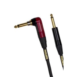Mogami Gold INST Silent R-10 Guitar Instrument Cable, 1/4" TS Male Plugs, Gold Contacts, Right Angle silentPLUG to Straight Connectors, 10 Foot