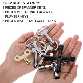 11 Pcs Multi Functional Utility Key Kit Plumbers Key 4 Ways Utility Key Triangle Cabinet Spanner Key Socket Keys for Radiators Gas Electric Meter Boxes Faucet and Lock