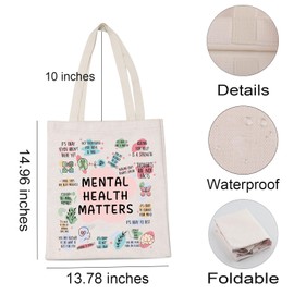 LEVLO Calm Down School Counselor Teacher Psychologist Graduation Gift Mental Health Matters Shopping Bag, Mental Health Matters, Medium