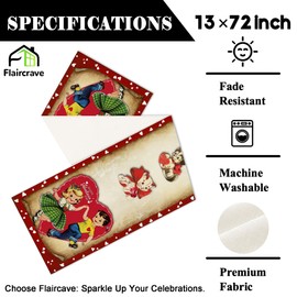 Vintage Happy Valentines Day Table Runner Retro Galentines Day Kitchen Dining Table Centerpiece Wedding Anniversary Red Heart Decor Happy Valentine's Day Decorations for Home-72 Inches Long
