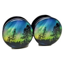 Pierced Republic Northern Lights Ear Plugs - Acrylic - Screw-On - New *Pair* - 8 Sizes (2 Gauge (6mm))