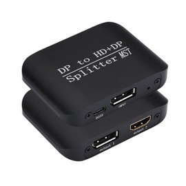DisplayPort to HDMI + Displayport Splitter Adapter Support MST Extend/Mirror Mode, 4K@60Hz DP to DP + 4K HDMI Output, Display Port Adapter hub for Desktop, PC, Laptop, Extend Display