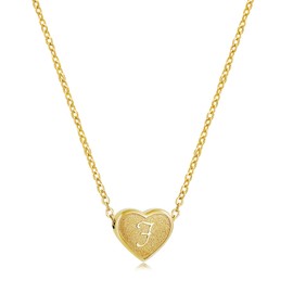 PORPI-JOJO Gold Heart Necklaces For Women Initial F Letter Necklace For Kids Simple Initial Heart Pendant Jewelry For Girls 10-12