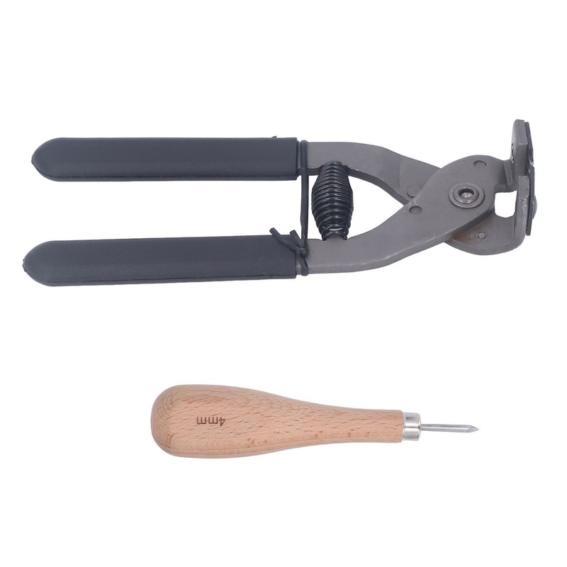 Leather Silent Pliers Diamond Awl Black Handle 4mm 4 Teeth