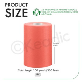 Keadic Coral Tulle Fabric Rolls 6 Inch by 100 Yards (300 feet), Tulle Bolt Spool,Yard Dreamy Tulle Roll for DIY Tutu Skirt Baby Shower Birthday Party Wedding Decorations Christmas Craft