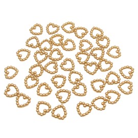 50 x Gold 11mm Pearl Heart Shape Beads Double Sided Great for Wedding Table Decoration Confetti Crafts (PHB2)