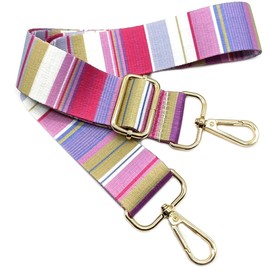 Adjustable Shoulder Strap Bag Colourful Striped Bag Straps for Changing, Bag Strap Wide with Carabiner Gold, 80-130 cm Carry Strap Bag for Women's Shoulder Bags, Modern Handbag, 3.8 cm, 608, 608