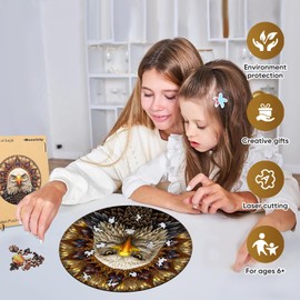 Reouinty Bald Eagle Wooden Puzzle for Adults 500 Piece, Jigsaw Puzzles for Kid, Inspiring Puzzle, Beautiful Wooden Puzzle with Box Birthday Gifts for Adults Family Game 16.5 x 16.5 in