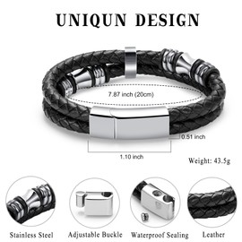 Minicremation Jewelry Length Bracelet for Men Leather Bracelet for Dad Cremation Jewelry Urn Bracelet for Ashes for Men Bracelet Ashes Memorial Keepsake Jewelry-Adjustable size 1.5cm