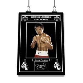 Boxing Legends Collection: Manny Pacquiao PacMan 8 Weight Divisions Champion Pre-Printed Autograph Signed Print Boxing Memorabilia Fan Art (A4 Print Only)